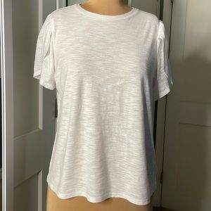 Express white tee shirt with flutter/tulip sleeves (short sleeves) size M